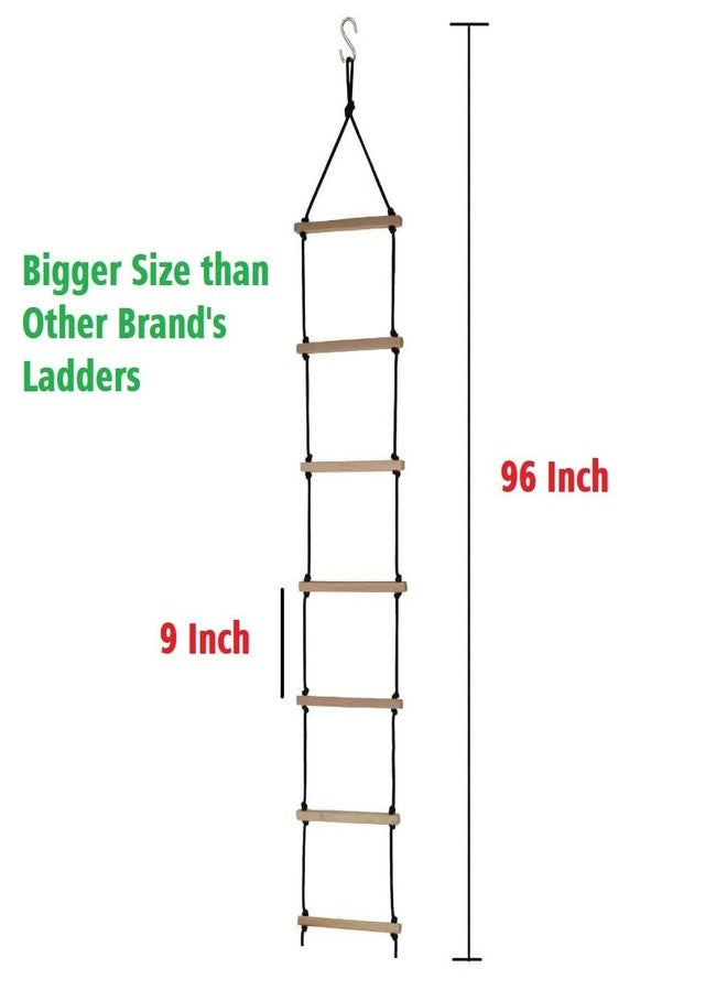 Keebori Rope Climbing Ladder Indoor/Outdoor for Kids, Climbing Ladder for Kids, Wooden Ladder for Kids for Physical Activity, Indoor Outdoor Games for Kids (Black Rope) - Image 2